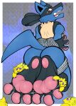  absurd_res bound feet generation_4_pokemon generation_5_pokemon hi_res joltik lucario nintendo pokemon pokemon_(species) sebafox soles tickling toes video_games 