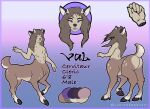 absurd_res brown_hair deer deer_taur fluffy fur gradient_background gradient_fur hair hi_res junipersketch long_hair mammal mammal_taur model_sheet purple_eyes raised_tail simple_background stubby_antlers tail tan_body tan_fur taur