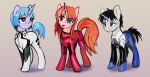  absurd_res asuka_langley_soryu black_hair blue_eyes bodysuit clothing equid equine female friendship_is_magic group hair hasbro hi_res horn horse male mammal my_little_pony neon_genesis_evangelion orange_hair pegasus pilot_suit plugsuit pony red_eyes rei_ayanami shadow shinji_ikari skinsuit tight_clothing trio unicorn wings 