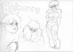 absurd_res big_breasts big_feet blush breasts chros972 clothed clothing fan_character feet female freckles hi_res huge_breasts humanoid monochrome muscular muscular_female orc partially_clothed scar sketch sketchbook solo tall_female