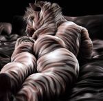 anthro bed butt equid equine furniture hi_res killianwalker looking_at_viewer looking_back lying male mammal muscular on_bed on_front presenting presenting_hindquarters slightly_chubby solo thick_thighs zebra