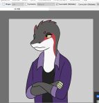 anonymous_artist anthro bojack_horseman crossed_arms dinosaur dromaeosaurid female frown netflix reptile scalie theropod xor yellow_eyes