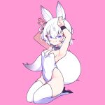  1girl animal_ears cross_(vgne4542) fox_ears fox_tail high_heels highres phase_connect purple_eyes short_hair simple_background solo tail tenma_maemi white_hair 