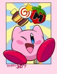  anniversary blush_stickers bottle candy colored_skin dopelenny food invincible_candy kirby kirby_(series) lollipop maxim_tomato no_humans one_eye_closed pink_skin signature solid_oval_eyes solo star_(symbol) 
