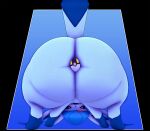 2023 3d_(artwork) absurd_res angry big_butt butt cindablimp cross-popping_vein digital_media_(artwork) eeveelution feral generation_4_pokemon glaceon hi_res huge_butt looking_at_viewer looking_through looking_through_legs looking_through_legs_at_viewer nintendo object_in_ass pokeball pokemon pokemon_(species) raised_tail solo tail thick_thighs ultra_ball