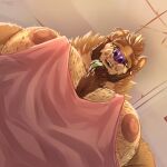 anthro body_hair canid canine canis chest_hair hi_res insanysage male mammal muscular muscular_anthro muscular_male nipples pec_pov_meme pecs solo wolf