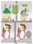 3:4 absurd_res angry anthro breasts canid canine clothed clothing comic digital_drawing_(artwork) digital_media_(artwork) duo eeveelution english_text female female_anthro flamberry_(artist) fur generation_4_pokemon generation_5_pokemon hair hi_res leafeon lyennan_venizee_flare_(flamberry) male male_anthro mammal maya_lin_(flamberry) mienfoo nintendo open_mouth pokemon pokemon_(species) simple_background smile text