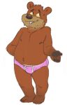  2022 anthro black_nose brown_body bulge clothing guaxraccoon humanoid_hands male mammal nipples slightly_chubby solo underwear ursid 