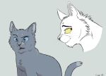 2010 ambiguous_gender aunt_(lore) aunt_and_nephew_(lore) blue_body blue_eyes blue_fur bluestar_(warriors) digital_drawing_(artwork) digital_media_(artwork) domestic_cat duo felid feline felis female_(lore) feral fur graystripe64 green_background headshot_portrait male_(lore) mammal nephew_(lore) open_mouth orange_eyes portrait quadruped scar shaded side_view signature simple_background tail warriors_(book_series) white_body white_fur whitestorm_(warriors)