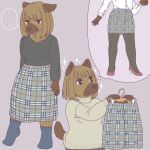anthro bottomwear bush_dog canid canine clothed clothing ekaki510 ellipsis female kemono mammal skirt solo