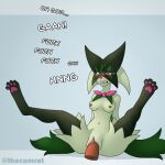  1:1 absurd_res big_butt blush blush_lines bodily_fluids breasts butt clenched_teeth curvy_figure dialogue english_text feet felid feline female female_penetrated front_view fur generation_9_pokemon genitals green_body green_fur hi_res leaked_pokemon male male/female male_penetrating male_penetrating_female mammal mask medium_breasts meowscarada moan nintendo nipples nude pawpads paws penetration penis pokemon pokemon_(species) profanity purple_eyes pussy sex simple_background sitting solo_focus spread_legs spread_pussy spreading sweat teeth text thecumrat thick_thighs vaginal vaginal_penetration video_games voluptuous voluptuous_female 