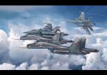  absurdres air-to-air_missile aircraft airplane cloud cloudy_sky commentary_request fighter_jet highres jet kh-31 military_vehicle mirroraptor missile original r-73_vympel red_star russian_air_force russian_commentary sky star_(symbol) su-34 vehicle_focus 