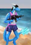  absurd_res anthro ar15 dragon drake_(disambiguation) fem girly gun hi_res male ranged_weapon rifle slim water weapon 