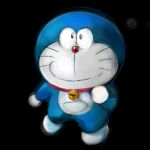  1:1 2021 anthro bell black_background blue_body blue_fur collar domestic_cat doraemon doraemon_(character) felid feline felis fur looking_at_viewer machine male mammal mouth_closed mt_tg pouch_(anatomy) red_collar red_nose robot shaded simple_background solo standing whiskers white_body white_fur 