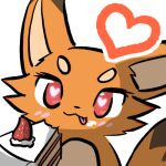 cake canid canine dessert emoji female feral food fox foxparks happy heart_symbol low_res mammal pal_(species) palworld pocketpair red_eyes simple_background solo tongue tongue_out white_background yuumisocute