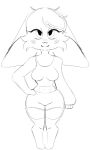 3:5 anthro big_ears canid canine female fennec_fox fox hi_res mammal model_sheet monochrome original_character solo true_fox unfinished