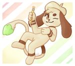  ambiguous_gender anthro brown_body brown_fur canid canine coille digital_media_(artwork) female_(lore) fur generation_2_pokemon hi_res looking_at_viewer mammal nintendo pokemon pokemon_(species) simple_background smeargle smile solo video_games 