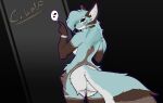16:9 2_ears 4k ammy_(cynically_wolf) anthro arm_tuft big_tail blue_body blue_border blue_fur blue_hair border breasts butt canid canine canis cheek_markings cheek_tuft clothing cynically_wolf elbow_tuft eyelashes facial_markings facial_tuft featureless_breasts featureless_crotch female fluffy fluffy_tail fur fur_markings hair head_markings hi_res humanoid long_hair long_tail looking_at_viewer looking_back looking_back_at_viewer mammal markings medium_breasts multicolored_body multicolored_ears multicolored_eyes multicolored_fur multicolored_tail narrowed_eyes navel pattern_background rear_view seductive simple_background solo striped_body striped_fur stripes tail thick_eyelashes thick_thighs tuft white_body white_fur widescreen wolf