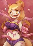 2023 animal_humanoid bandeau biped blonde_hair blush blush_lines bodily_fluids breasts camel_toe claws cleavage clothed clothing crying embarrassed eyebrow_through_hair eyebrows fangs female fluffy fluffy_tail g_(artist) hair hi_res humanoid imminent_rape imminent_tentacle_rape medium_breasts panties paws pink_tentacles purple_bandeau purple_clothing purple_panties purple_topwear purple_underwear sex solo sweat sweatdrop tail tears teeth tentacle_around_arm tentacle_around_breast tentacle_around_waist tentacle_sex tentacle_under_clothing tentacles topwear translucent translucent_hair underwear yellow_eyes