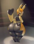  2022 anthro atherol big_butt black_body black_fur bottomwear butt cheek_spots cleft_tail clothing cosplay_pikachu_(costume) crop_top digitigrade dipstick_ears dipstick_tail eyelashes female fighting_ring fur generation_1_pokemon grey_clothing hi_res huge_butt legwear looking_back luchador mammal markings mask midriff multicolored_ears nintendo orange_clothing pants pikachu pikachu_libre pokemon pokemon_(species) rodent shirt short_stack sleeveless_shirt solo spotlight tail_markings thick_thighs tight_clothing tights topwear video_games wrestler yellow_body yellow_fur 