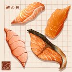  artist_logo artist_name fish_(food) food food_focus highres meat no_humans original yuki00yo 