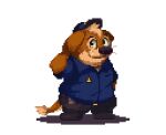 2024 anthro biped bottomwear brok_the_investigator brown_body clothing cowcat_games hat headgear headwear kemono male mammal mustelid nanadragon4 ott_(brok_the_investigator) otter pants police police_uniform shirt slightly_chubby smile solo suid suina topwear uniform warthog