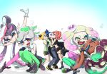  1boy 6+girls ^_^ after_kiss agent_3_(splatoon) agent_4_(splatoon) agent_8_(splatoon) aqua_hair aqua_pantyhose bike_shorts black_dress black_gloves blonde_hair blue_eyes blue_hair boots bow-shaped_hair callie_(splatoon) cape closed_eyes closed_mouth cousins cross-shaped_pupils crown dark-skinned_female dark_skin detached_collar dress fang fangs fingerless_gloves flustered food food_on_head girl_sandwich giving_up_the_ghost gloves gradient_background gradient_hair green_hair green_pantyhose grey_hair grin heart hetero high_heel_boots high_heels inkling inkling_boy inkling_girl inkling_player_character kiss koharu2.5 leg_up locked_arms long_hair marie_(splatoon) marina_(splatoon) medium_hair miniskirt multicolored_hair multiple_girls object_on_head octoling octoling_girl octoling_player_character pantyhose pantyhose_under_shorts pearl_(splatoon) pink_hair pink_pantyhose purple_hair red_hair red_pupils sandwiched short_dress short_eyebrows short_hair shorts simple_background skirt smile splatoon_(series) splatoon_1 splatoon_2 splatoon_2:_octo_expansion squatting symbol-shaped_pupils two-tone_hair white_background white_gloves yellow_eyes 