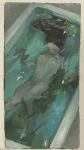  1girl bathtub black_hair commentary dated_commentary from_above highres long_hair nude original solo submerged ttt_nitizyo underwater 