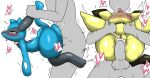 absurd_res anthro biped blue_body blush bodily_fluids cum cum_in_pussy cum_inside enigi09 erection female full_nelson full_nelson_(legs_held) generation_2_pokemon generation_4_pokemon genital_fluids genitals group hi_res male male/female nintendo penetration penile penile_penetration penis pichu pokemon pokemon_(species) pussy riolu sex size_difference sweat tongue tongue_out vaginal vaginal_penetration yellow_body