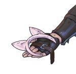 1other brown_gloves cat_hair_ornament fingerless_gloves gloves hair_ornament hair_ornament_removed hand_focus holding league_of_legends phantom_ix_row simple_background white_background 
