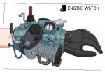  belt black_border black_gloves border cable commentary engine gatling_santouhei gloves highres original science_fiction watch white_background wristwatch 