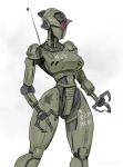  assaultron decal fallout_(series) fallout_4 highres humanoid_robot john_fox no_humans robot simple_background sketch white_background 