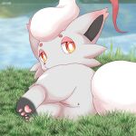  1:1 aleuoliver anus female feral genitals hi_res hisuian_form hisuian_zorua looking_at_viewer nintendo pawpads paws pokemon pokemon_(species) pussy regional_form_(pokemon) solo video_games white_body 