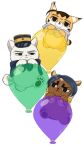  animal_focus animalization balloon black_eyes cat dog facial_hair floating glaring goatee golden_kamuy hair_strand hat highres kepi koito_otonoshin looking_at_another looking_at_viewer male_focus military_hat ogata_hyakunosuke ri_(ri_kaos21) scar scar_on_cheek scar_on_face short_hair sideways_glance smile stitches stubble tsukishima_hajime 