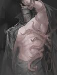  1boy abs amm134_(anmei_ftnn) arknights arm_up armpits bara bare_pectorals check_copyright copyright_request cowboy_shot helmet highres large_pectorals leaning_to_the_side male_focus muscular muscular_male pectorals solo standing tentacles tentacles_on_male unfinished 