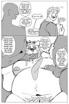  anthro balls belly comic coolietf english_text erection facial_hair foreskin genitals group group_sex hi_res human male male/male mammal moobs mustache navel necktie nipples nude overweight penis penis_in_mouth sex text threesome trio 