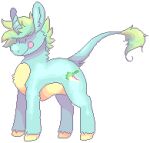  2018 alpha_channel ambiguous_gender blue_body blue_horn blue_inner_ear blush blush_stickers curved_horn cutie_mark digital_media_(artwork) dot_eyes equid equine fan_character feral full-length_portrait fur green_mane hasbro hooves horn jaspering later_gator low_res mammal mane my_little_pony mythological_creature mythological_equine mythology outline pink_blush pixel_(artwork) portrait raised_tail shaded simple_background smile snout solo standing tail tail_tuft transparent_background tuft unguligrade unicorn upscale white_outline yellow_body yellow_fur yellow_hooves 