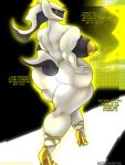  3:4 absurd_res anthro arceus big_breasts big_butt breasts butt clothing dialogue english_text female footwear footwear_only generation_4_pokemon hi_res highlights_(coloring) kopy_k legendary_pokemon mature_female mostly_nude nintendo nipples pokemon pokemon_(species) shoes shoes_only text thick_thighs video_games 