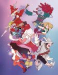 1other 3girls 4boys absurdres adelbert_steiner aqua_vest arm_belt arm_warmers armor ascot baggy_pants black_mage_(final_fantasy) blonde_hair blue_coat blue_eyes blue_pants bodysuit boots bow brown_hair burmecian chef_hat coat cropped_vest crystal dreadlocks eiko_carol final_fantasy final_fantasy_ix freija_crescent full_body garnet_til_alexandros_xvii gloves green_eyes green_pants green_vest grey_gloves hair_bow hair_over_eyes hat hat_feather helmet highres holding holding_polearm holding_staff holding_weapon horns jewelry juliet_sleeves knight long_hair long_sleeves low-tied_long_hair mage_staff mini_wings monkey_tail mouse_girl mouse_tail multiple_boys multiple_girls necklace open_mouth orange_bodysuit pants pendant plate_armor polearm puffy_long_sleeves puffy_sleeves purple_hair quina_quen red_coat red_footwear red_gloves red_hair red_shirt salamander_coral shirt shouting single_horn skirtzzz smile staff striped_clothes striped_pants tail teeth thigh_strap tongue tongue_out tooth_necklace vest vivi_ornitier weapon white_ascot white_gloves white_hair white_shirt winged_helmet wings wizard_hat wrist_cuffs yellow_bow yellow_eyes yellow_overalls zidane_tribal 