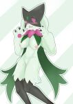  absurd_res anthro blush breasts female genitals green_body hi_res looking_at_viewer meowscarada nintendo nipples pokemon pokemon_(species) purple_eyes pussy solo video_games 