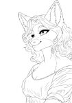  anthro breasts canid canine canis cleavage clothed clothing digital_drawing_(artwork) digital_media_(artwork) female fluffy_r0se_petals fox fur hair hi_res mammal portrait sketch smile solo 
