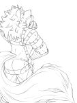  anthro armor bathym_(tas) butt canid canine canis clothing demon digital_media_(artwork) hi_res horn jockstrap lifewonders line_art living_tail looking_at_viewer looking_back looking_back_at_viewer male mammal mostly_nude rear_view smile solo srw225we tail tokyo_afterschool_summoners unconvincing_armor underwear unusual_anatomy unusual_tail wolf 