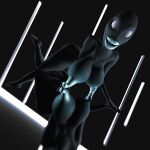  1:1 2022 3d_(artwork) 5_fingers against_surface alien alien_humanoid all_fours areola bald balotariver big_areola big_breasts black_background black_body black_skin blender_(software) blue_lips blue_nipples breasts crawling digital_media_(artwork) female fingers hairless hi_res huge_areola huge_breasts huge_nipples humanoid humanoid_hands hyper hyper_nipples lips looking_at_viewer nipples reflection reflective_floor simple_background slutty_alien solo thick_lips white_eyes white_lips 