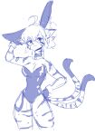  2_tails absurd_res anthro choker felid feline female hi_res jewelry mammal mizuki_(sparxel) multi_tail necklace playboy_bunny sketch solo sparxel tail 