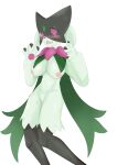  absurd_res anthro blush breasts female genitals green_body hi_res looking_at_viewer meowscarada nintendo nipples pokemon pokemon_(species) purple_eyes pussy solo video_games 