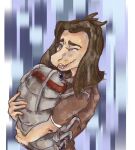  anthro arthropod bianca_(bybuckett) blind brown_hair cavemanon_studios clothed clothing crustacean dinosaur disability duo female feral hair hi_res hug isopoda malacostracan marine morkochertyonok open_mouth orange_body prehistoric_species reptile scalie snoot_game trilobite 
