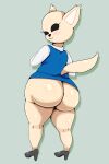  absurd_res aggressive_retsuko anthro big_butt blush butt canid canine clothed clothing female fennec fenneko fox hi_res huge_butt looking_back maldoando mammal sanrio simple_background smile solo thick_thighs wide_hips 