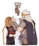  aged_down anger_vein armor baby bare_shoulders black_dress black_wings blonde_hair blue_cape braid brothers cape carrying carrying_person closed_eyes crying donar0217 dress elden_ring family father_and_son from_behind godfrey_first_elden_lord hammer holding holding_hammer holding_weapon horns husband_and_wife long_hair mohg_lord_of_blood morgott_the_omen_king mother_and_son multiple_horns muscular muscular_male queen_marika_the_eternal siblings sleeveless sleeveless_dress sweat tail tiara twins weapon white_hair wings yellow_eyes 