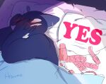  anal_beads anthro bed bedding blanket blush condom covering covering_face dildo embarrassed fish furniture hiraume42 lifewonders male marine meme sex_toy sexual_barrier_device shark tokyo_afterschool_summoners typhon video_games yes_pillow 