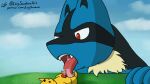  16:9 ambiguous_gender animated anthro blinking blue_body blue_fur bodily_fluids breath breath_cloud cliff cloud drooling duo excessive_saliva fur generation_1_pokemon generation_4_pokemon genitals grass hi_res lazy_sunshine licking long_tongue looking_down looking_pleasured loop lucario macro male male/ambiguous markings nintendo open_mouth oral oral_penetration outside outside_sex oversized_oral penetration penile penis penis_lick pikachu plant pokemon pokemon_(species) red_eyes saliva sex sharp_teeth short_playtime signature size_difference sky teeth tongue tongue_out tuft video_games widescreen yellow_body yellow_fur 